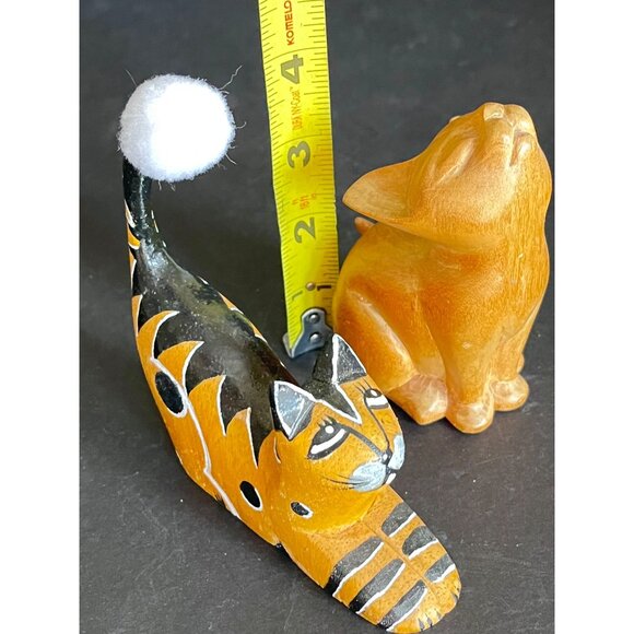 2 Handcrafted Wooden Cat Figurine 1 Signed Watson Boho Kitty Lover - Picture 10 of 10